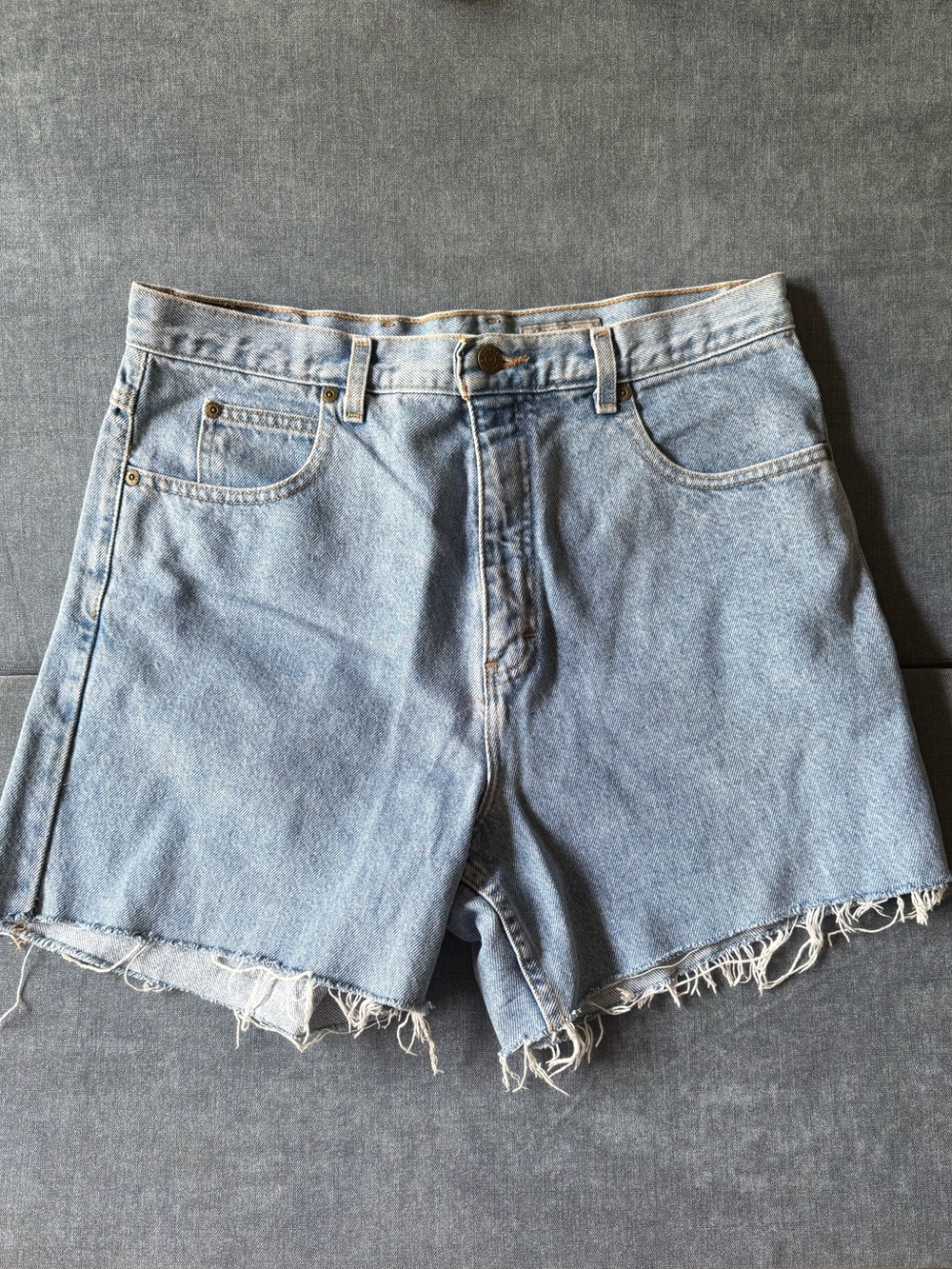Eddie Bauer Faded Blue High-Rise Denim Cutoff Shorts
